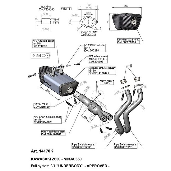 Evacuare Kawasaki Z650 2017-2020 LeoVince Underbody
