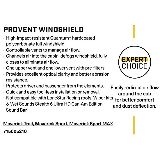 Parbriz ProVent Can-An Maverick Trail, Sport, Sport MAX 715005210