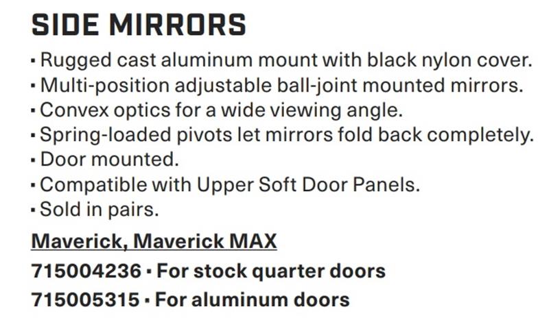 Oglinzi laterale Can-Am Maverick X3, Maverick MAX X3 pentru usi standard 715004236